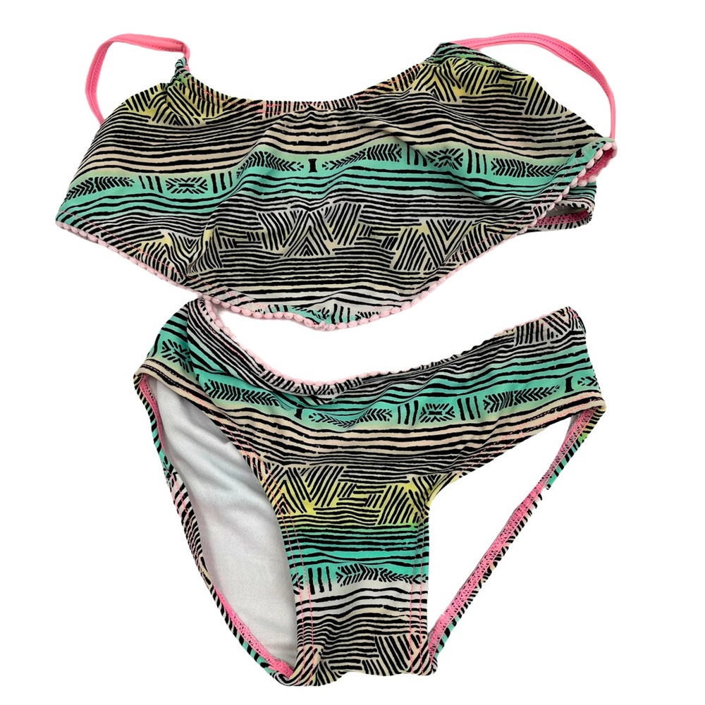 J Khaki Two Piece Patterned Bikini Swim Wear  7